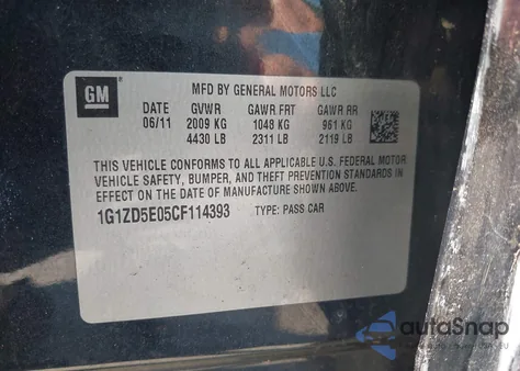 2012 Chevrolet Malibu 2Lt из США, поврежденный, VIN 1G1ZD5E05CF114393